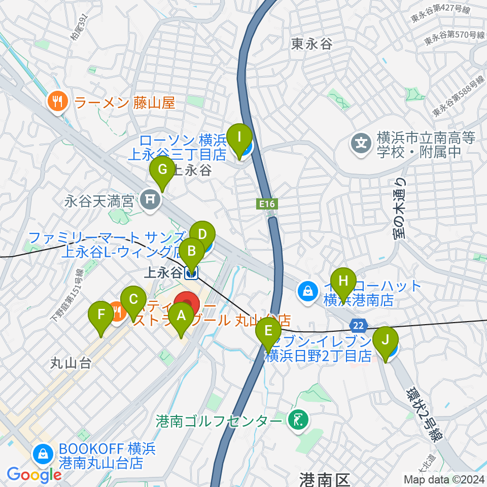 平山音楽院 上永谷本校周辺のコンビニエンスストア一覧地図