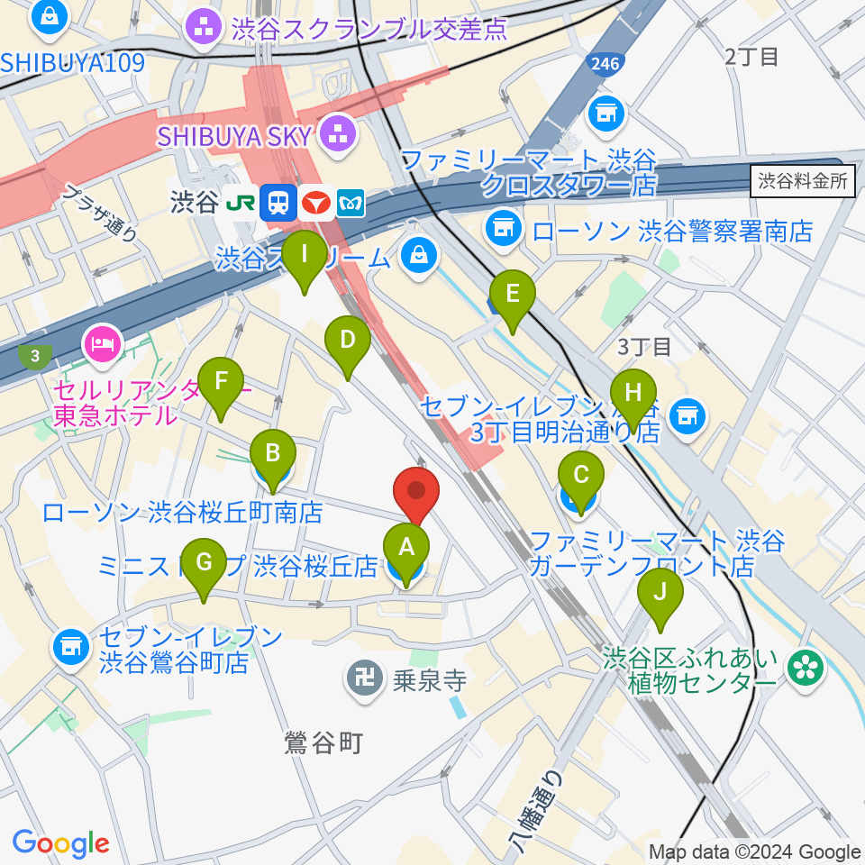 ヴァーヴミュージックスクール周辺のコンビニエンスストア一覧地図