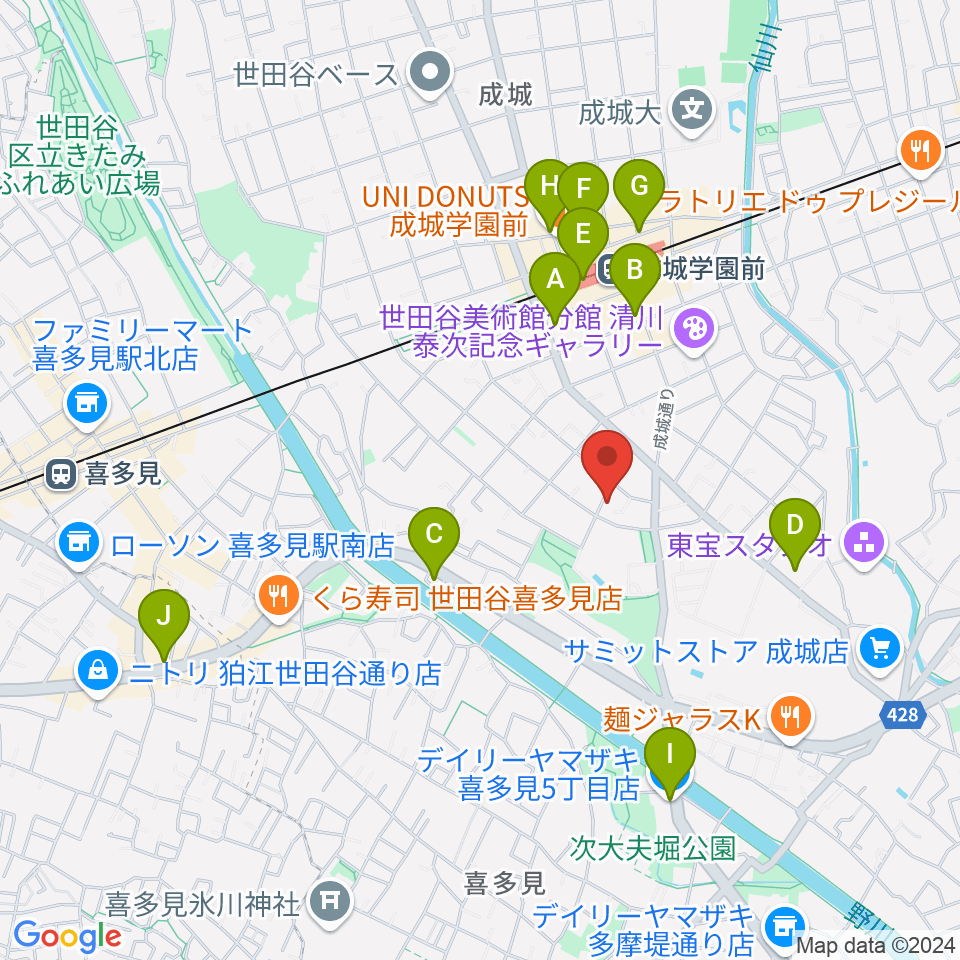 ピア・ちゃピアノ教室周辺のコンビニエンスストア一覧地図