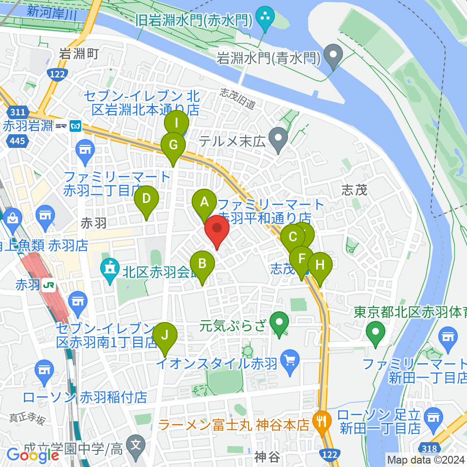 ドルチェ音楽学園周辺のコンビニエンスストア一覧地図