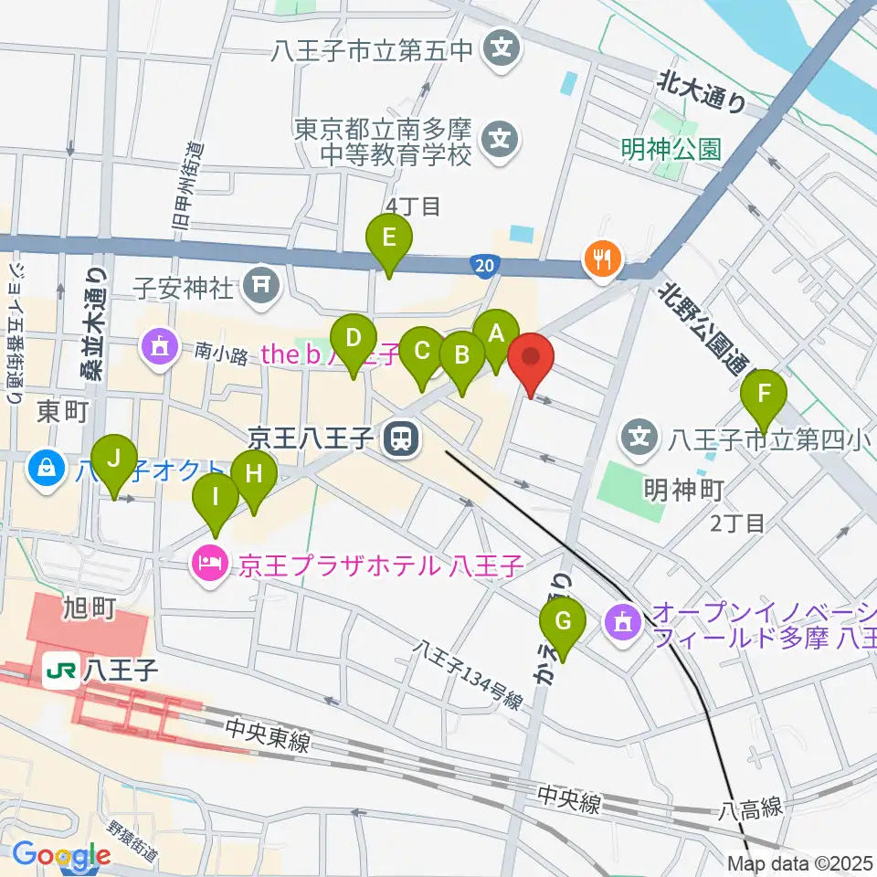 八王子音楽院本部周辺のコンビニエンスストア一覧地図