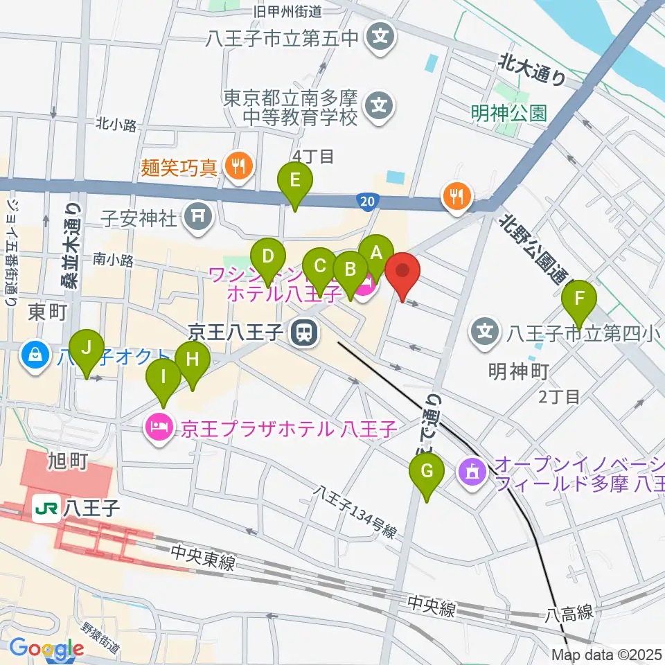 八王子音楽院本部周辺のコンビニエンスストア一覧地図