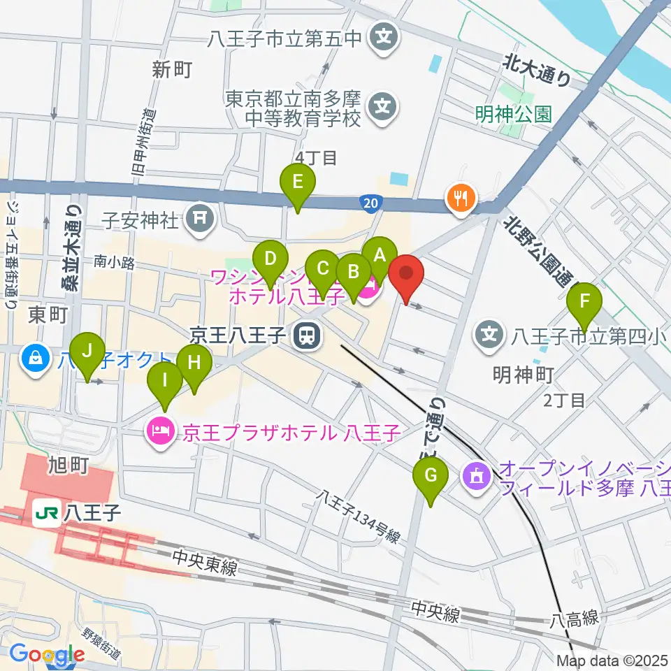 八王子音楽院本部周辺のコンビニエンスストア一覧地図
