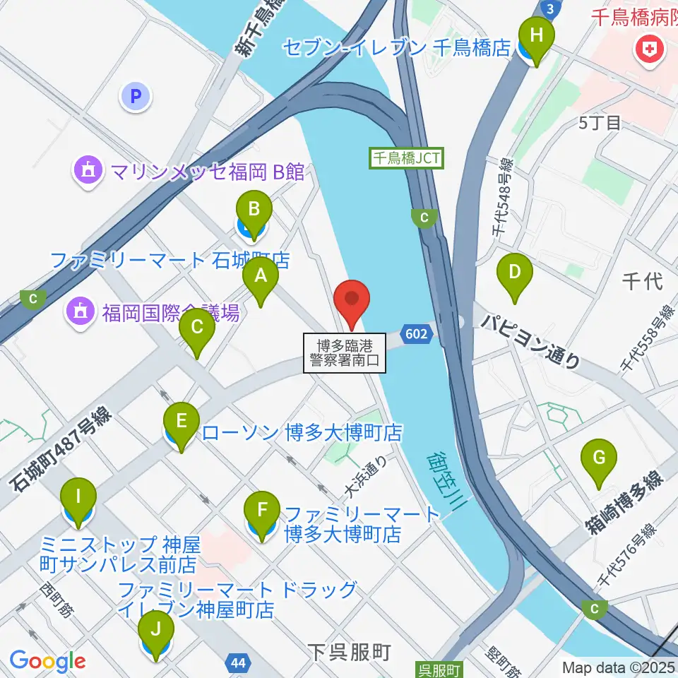 福岡スクールオブミュージック＆ダンス専門学校周辺のコンビニエンスストア一覧地図