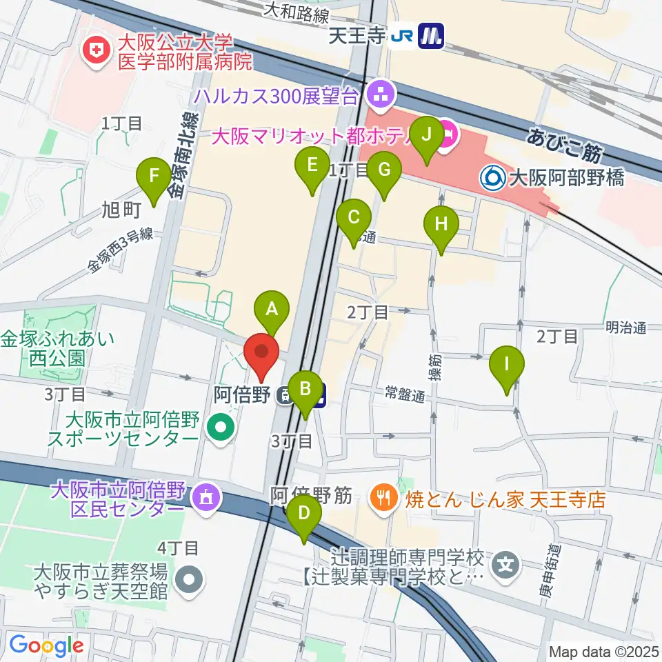 あべぷらんカルチャーわのわ周辺のコンビニエンスストア一覧地図
