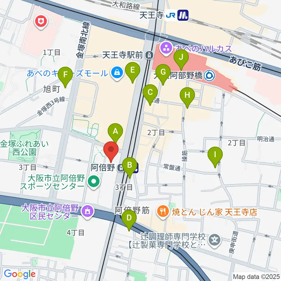 あべぷらんカルチャーわのわ周辺のコンビニエンスストア一覧地図