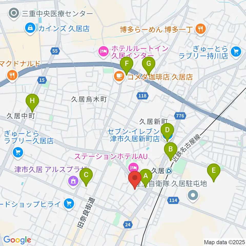 フミヤ楽器周辺のコンビニエンスストア一覧地図