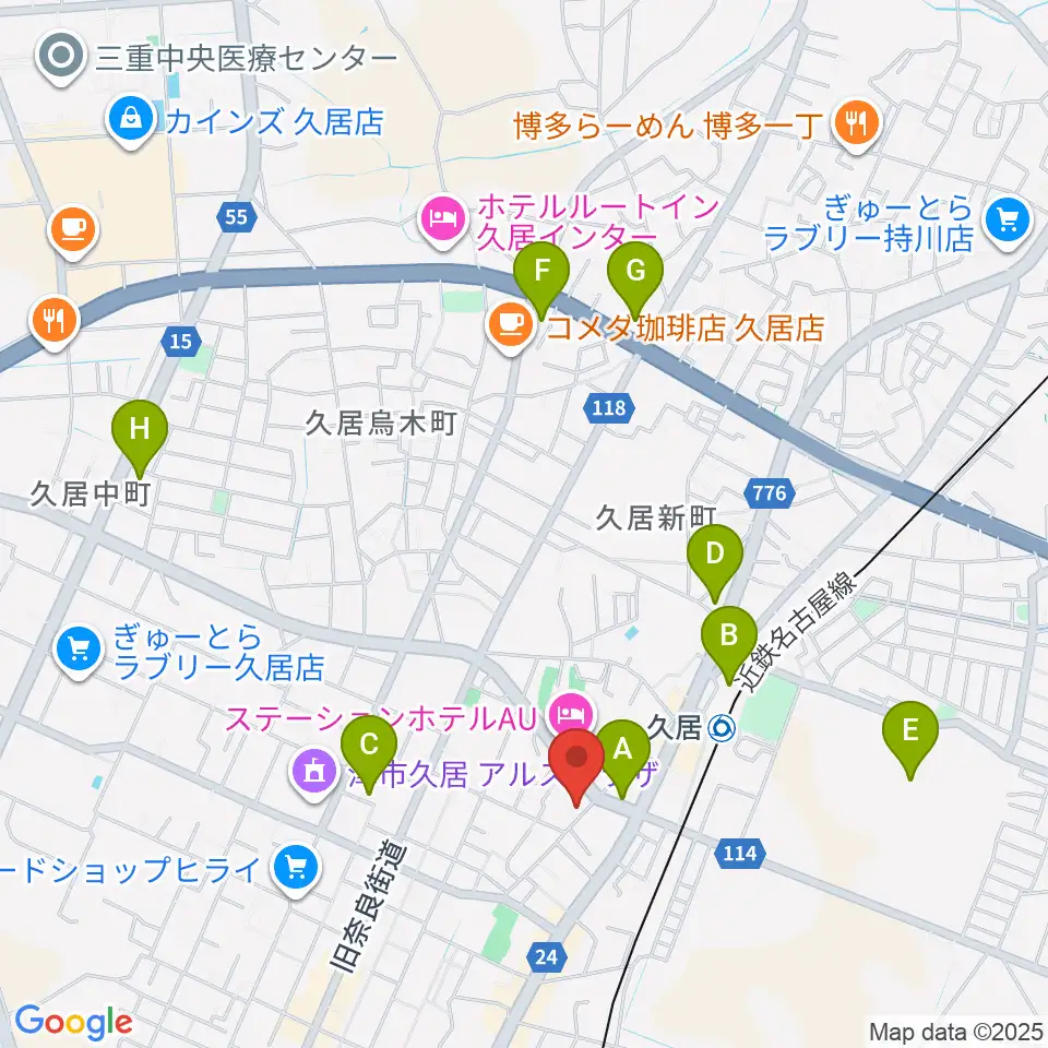 フミヤ楽器周辺のコンビニエンスストア一覧地図