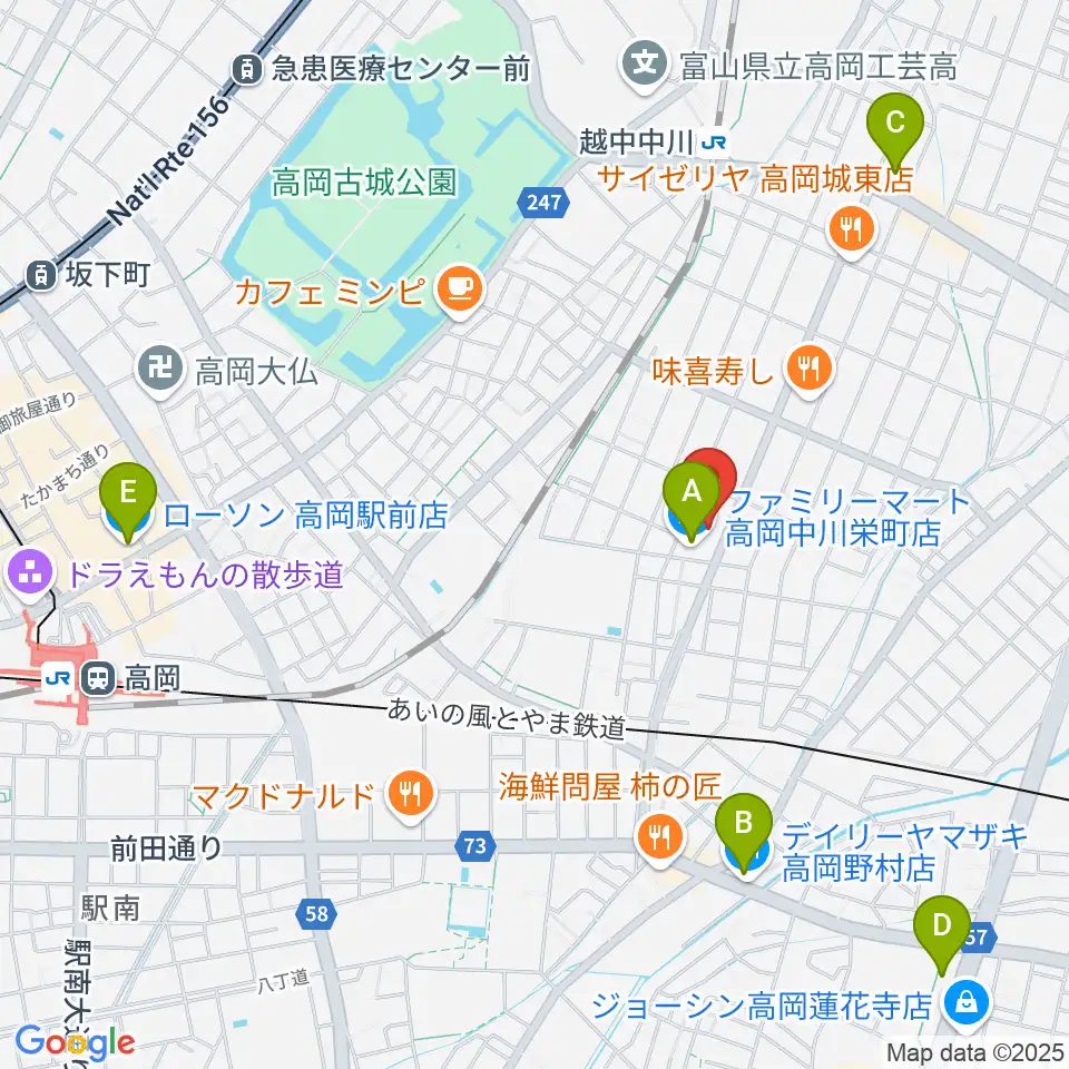 クリス音楽院周辺のコンビニエンスストア一覧地図