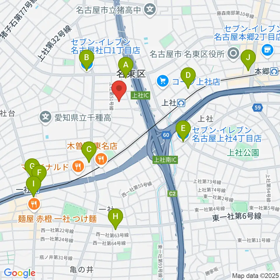 キューミュージックラボ周辺のコンビニエンスストア一覧地図