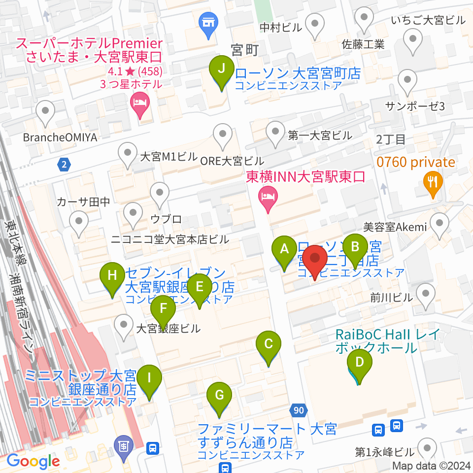 小島ギタースクール周辺のコンビニエンスストア一覧地図