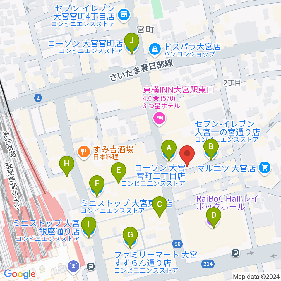 小島ギタースクール周辺のコンビニエンスストア一覧地図