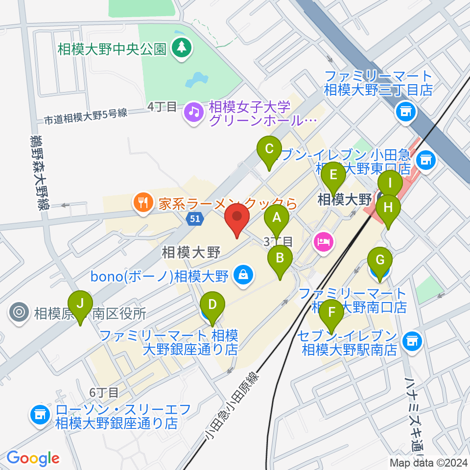 ミュージックスクール・スタジオグルーヴ周辺のコンビニエンスストア一覧地図