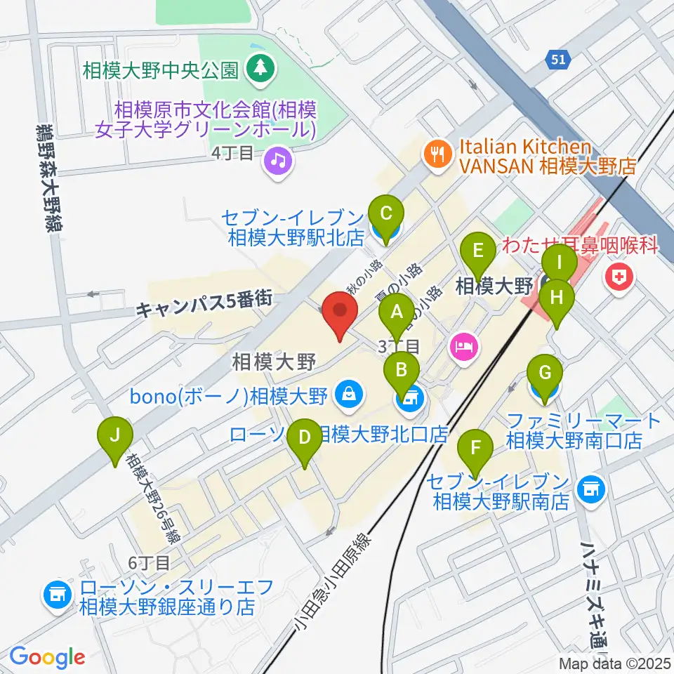 ミュージックスクール・スタジオグルーヴ周辺のコンビニエンスストア一覧地図