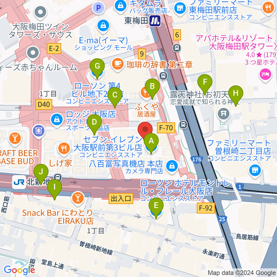 アール・エイチ・ワイ音楽教室周辺のコンビニエンスストア一覧地図