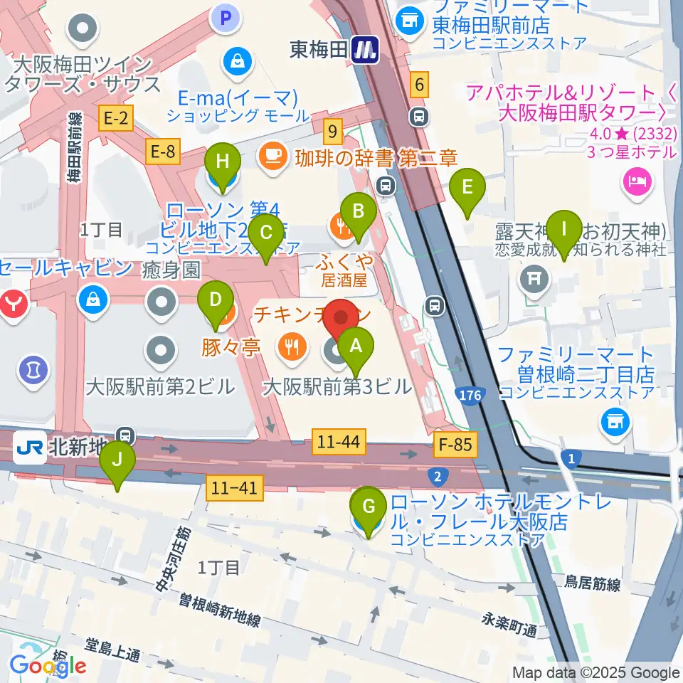 アール・エイチ・ワイ音楽教室周辺のコンビニエンスストア一覧地図