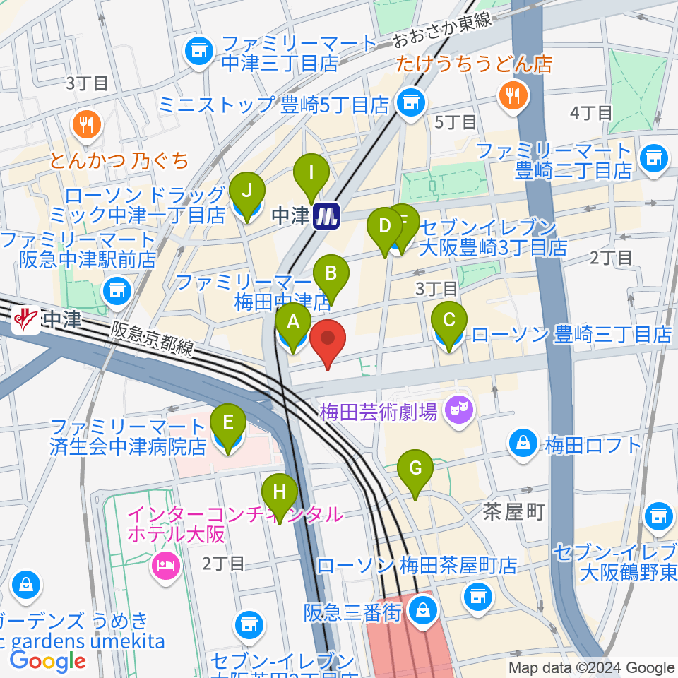 ESPエンタテインメント大阪周辺のコンビニエンスストア一覧地図