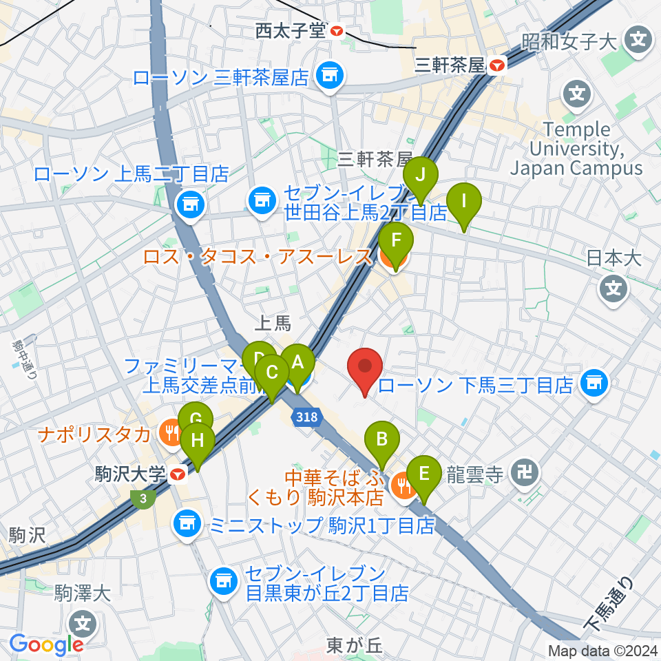 ワンヴォイスミュージックスクール周辺のコンビニエンスストア一覧地図