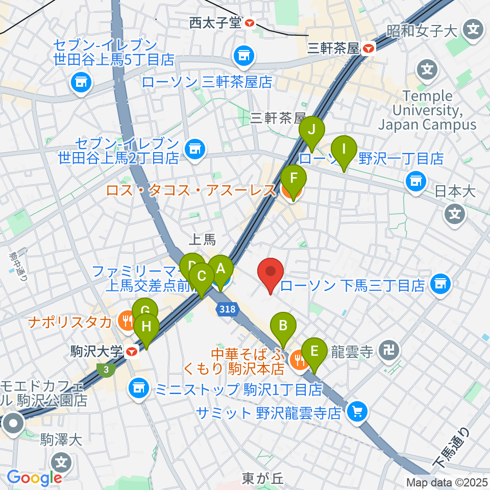 ワンヴォイスミュージックスクール周辺のコンビニエンスストア一覧地図