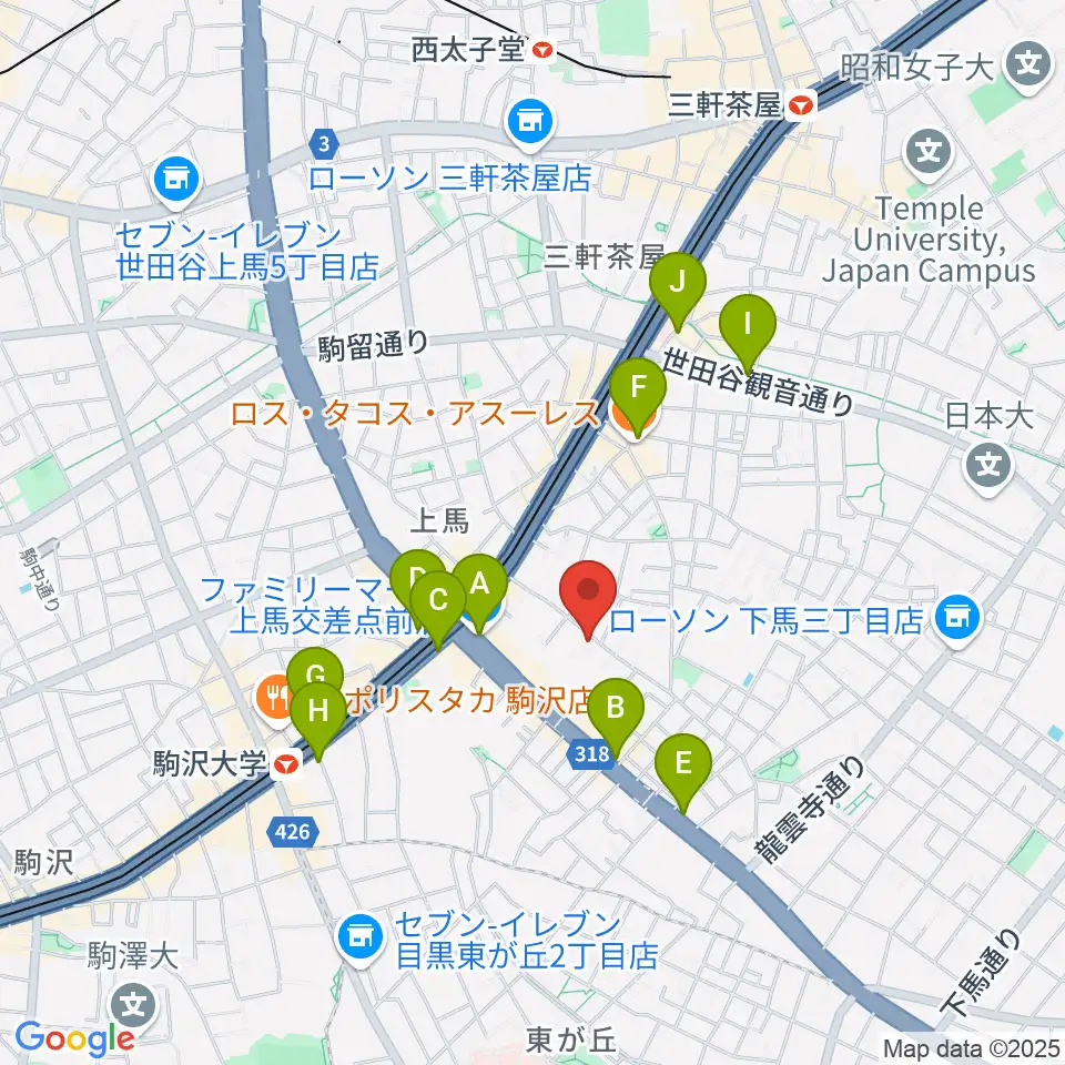 ワンヴォイスミュージックスクール周辺のコンビニエンスストア一覧地図