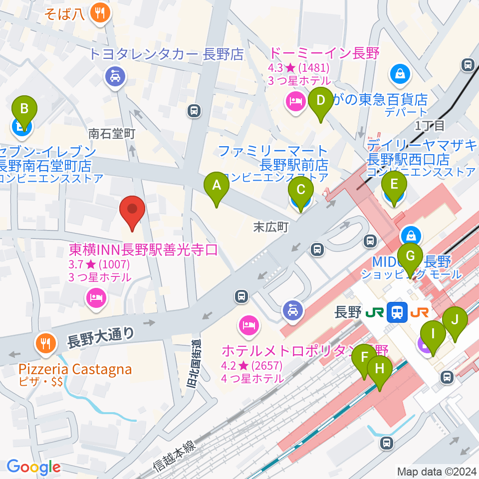 ヒオキ楽器周辺のコンビニエンスストア一覧地図