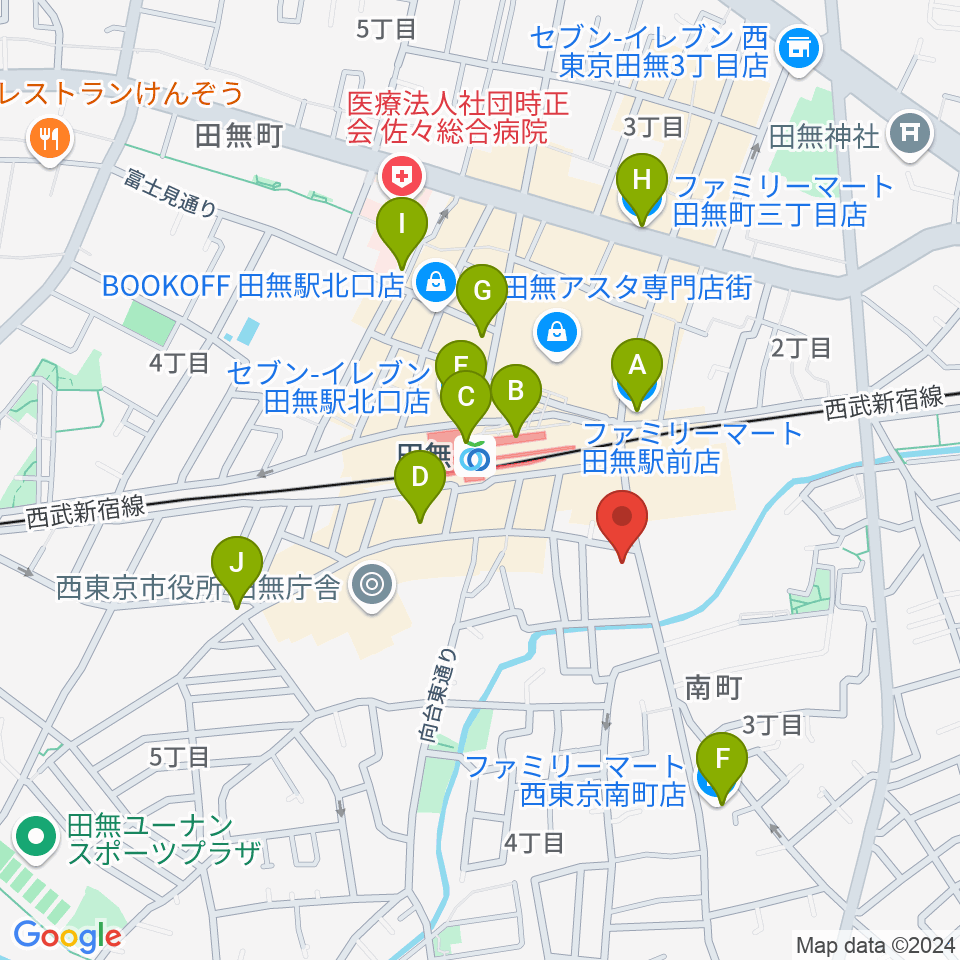 東音楽器 田無センター周辺のコンビニエンスストア一覧地図