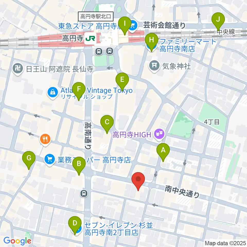 東音楽器 高円寺センター周辺のコンビニエンスストア一覧地図