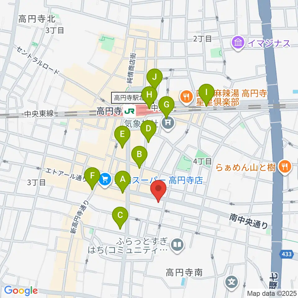 東音楽器 高円寺センター周辺のコンビニエンスストア一覧地図