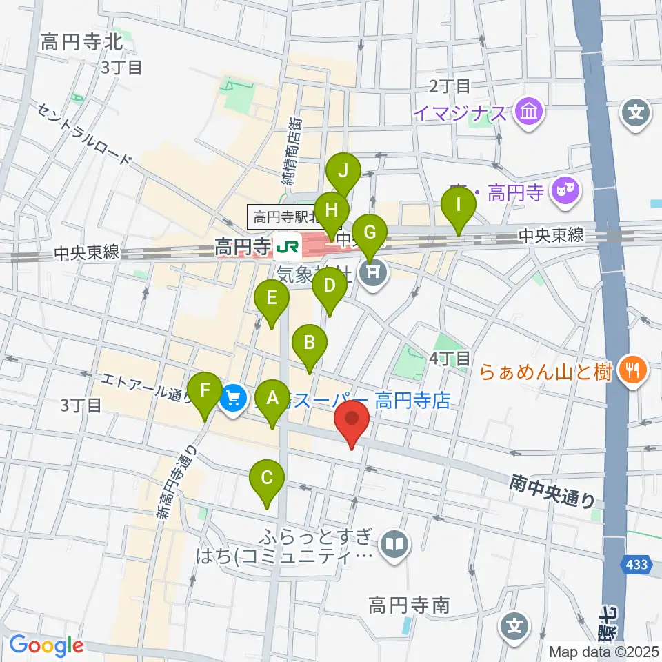 東音楽器 高円寺センター周辺のコンビニエンスストア一覧地図