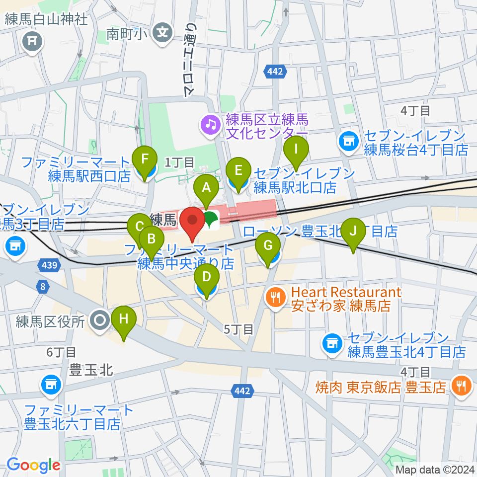 東音楽器 練馬センター周辺のコンビニエンスストア一覧地図