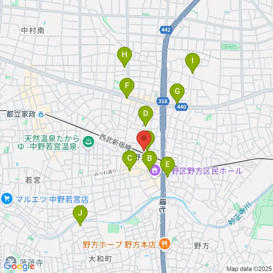 東音楽器 野方センター周辺のコンビニエンスストア一覧地図