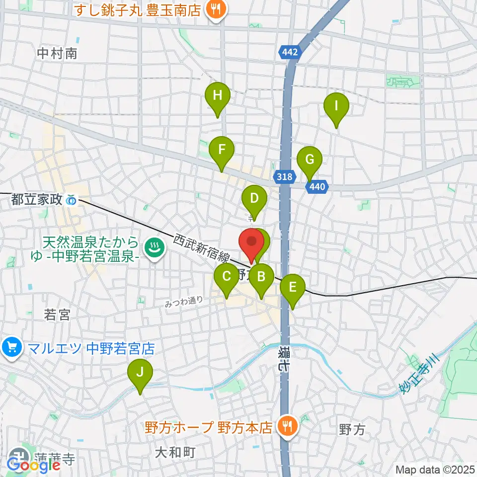 東音楽器 野方センター周辺のコンビニエンスストア一覧地図