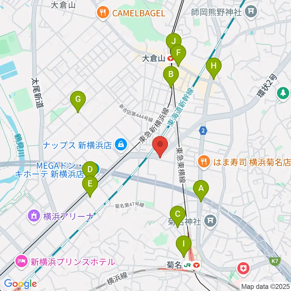 菊名JAM周辺のコンビニエンスストア一覧地図