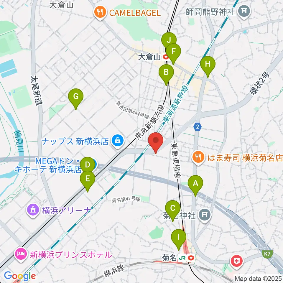 菊名JAM周辺のコンビニエンスストア一覧地図