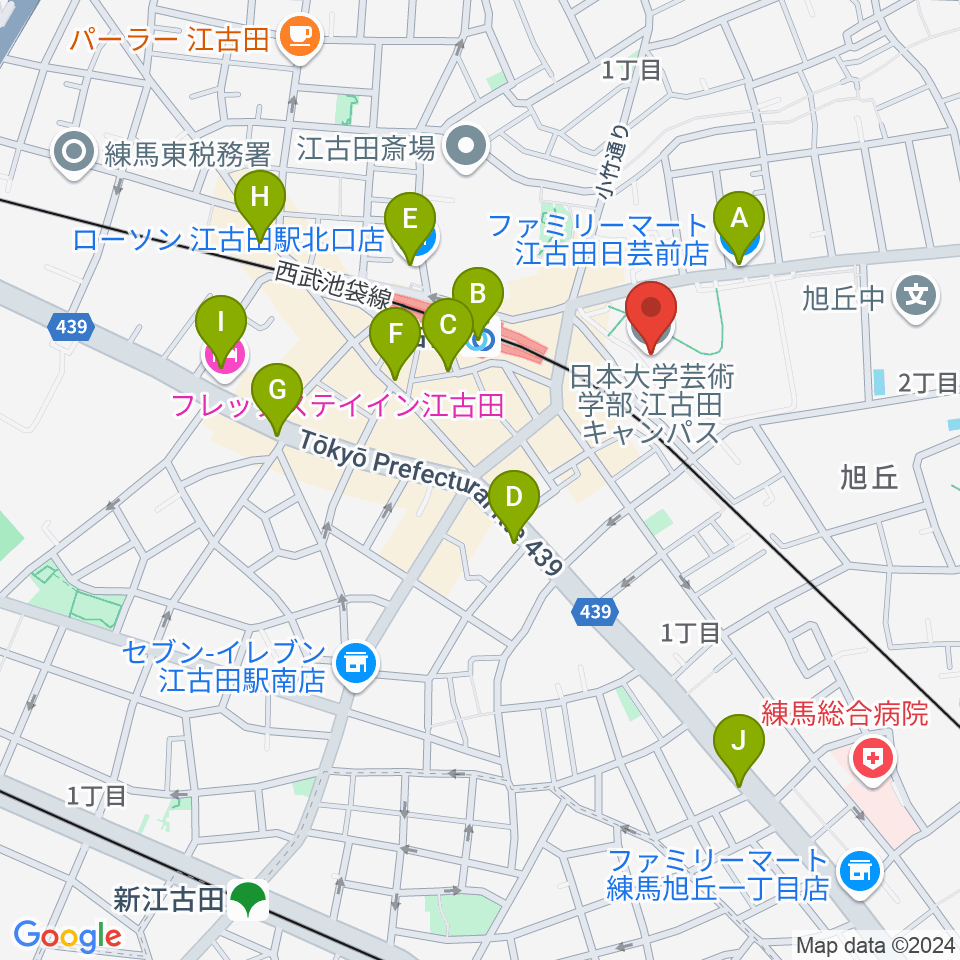 日本大学芸術学部 音楽学科周辺のコンビニエンスストア一覧地図