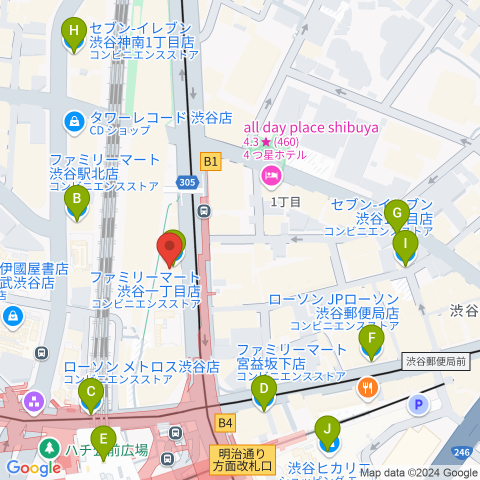 東京ダンス・俳優&舞台芸術専門学校周辺のコンビニエンスストア一覧地図