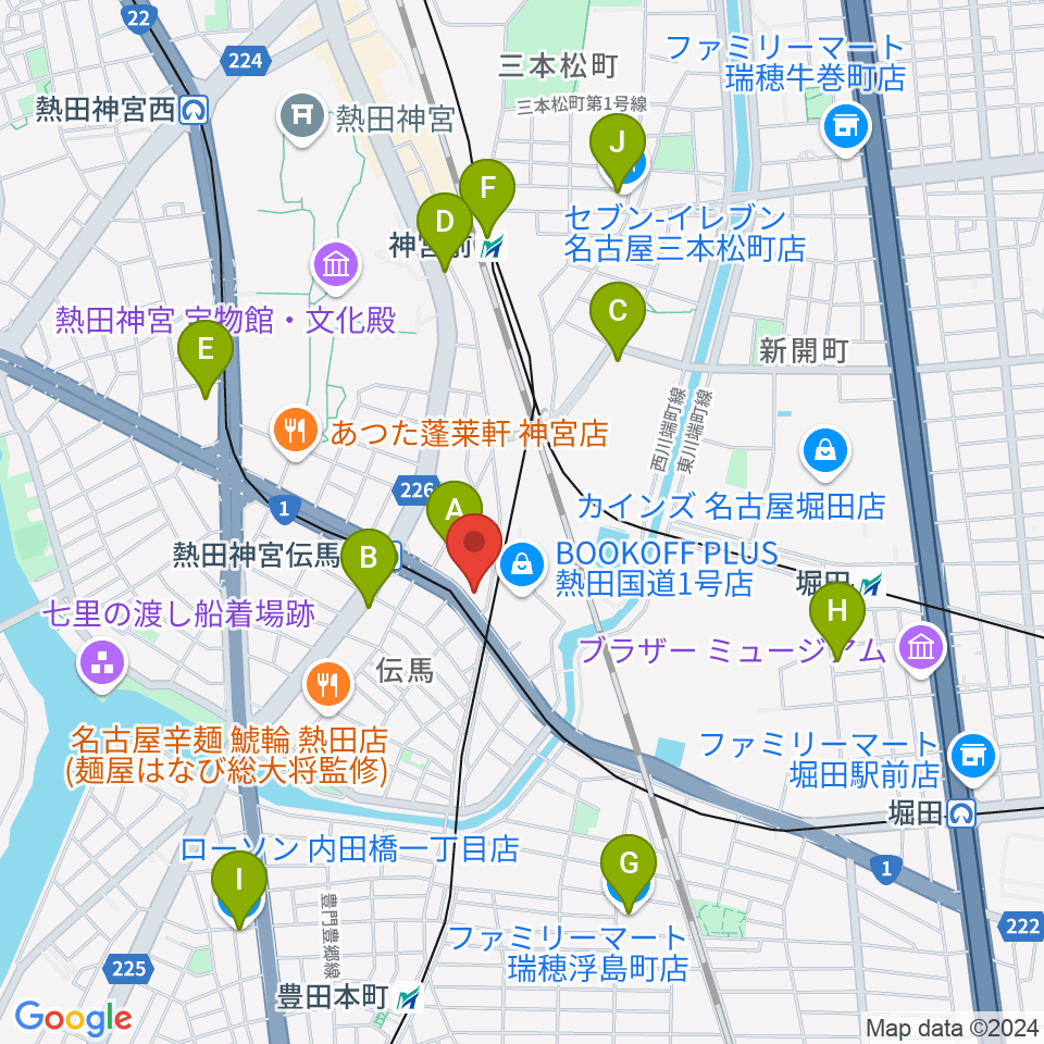 名古屋工学院専門学校周辺のコンビニエンスストア一覧地図