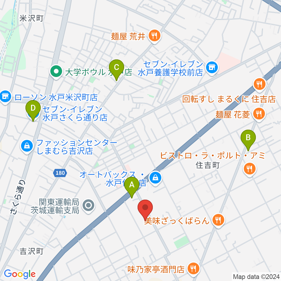 茨城音楽専門学校周辺のコンビニエンスストア一覧地図