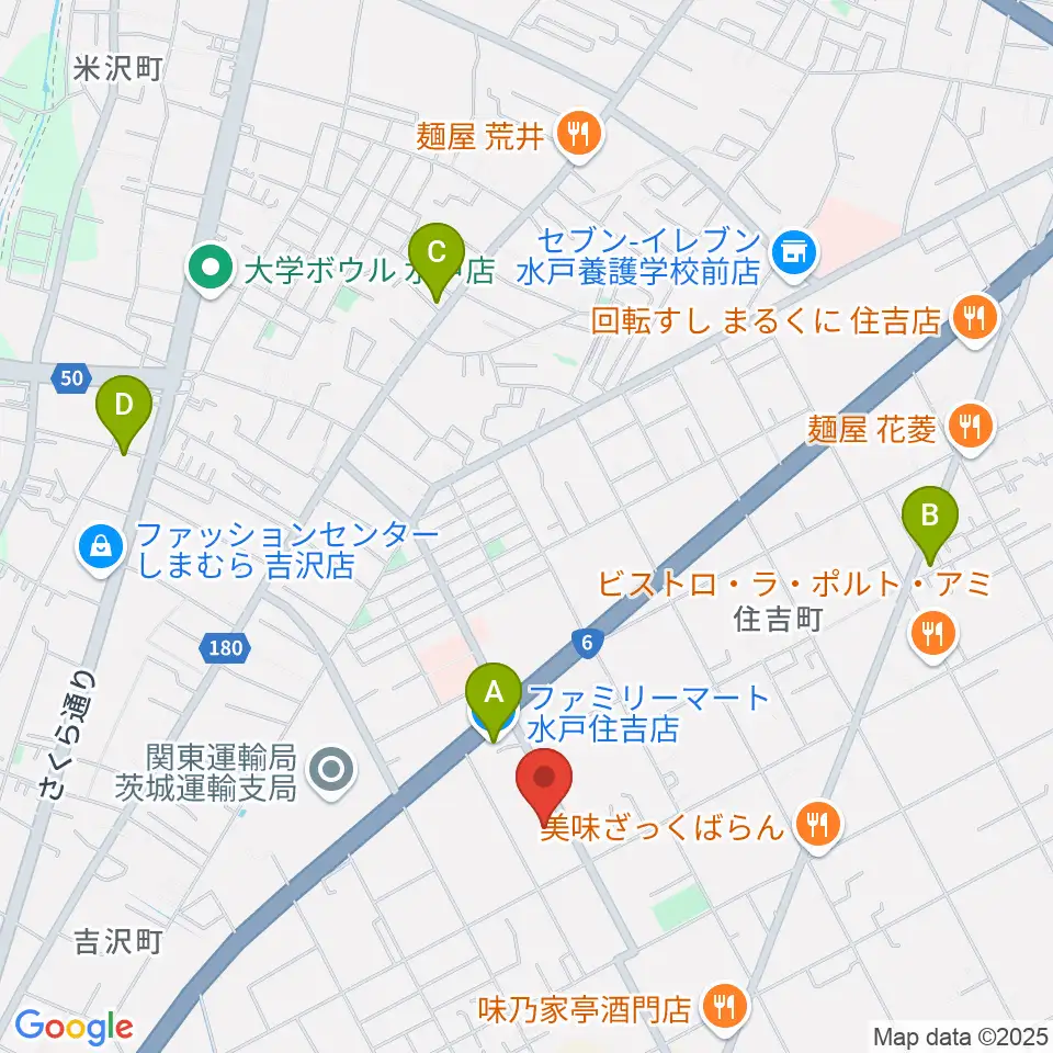 茨城音楽専門学校周辺のコンビニエンスストア一覧地図