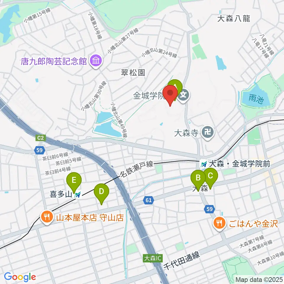 金城学院大学 音楽芸術学科周辺のコンビニエンスストア一覧地図