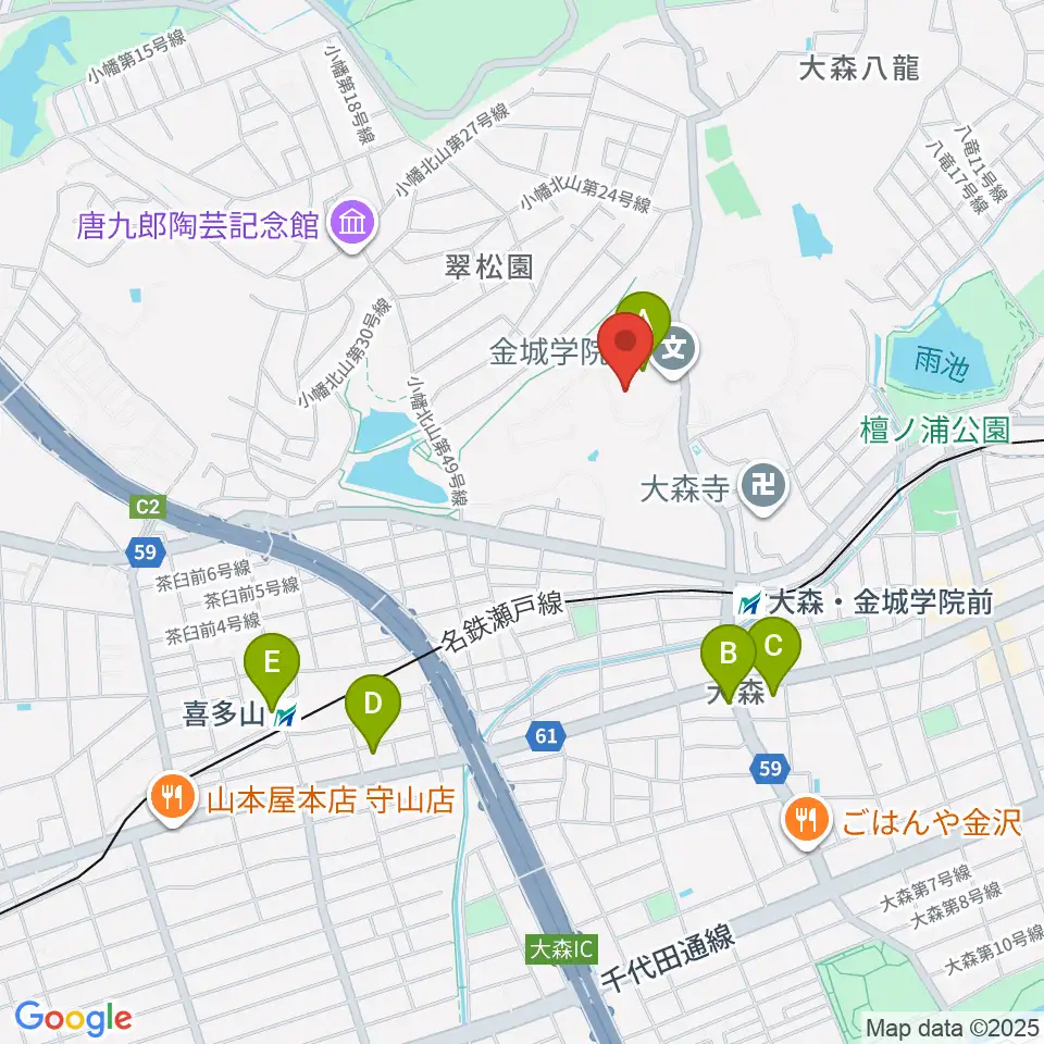 金城学院大学 音楽芸術学科周辺のコンビニエンスストア一覧地図