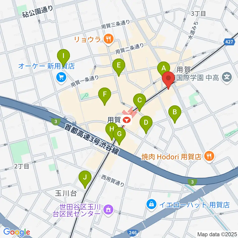 ママンベビー用賀教室周辺のコンビニエンスストア一覧地図