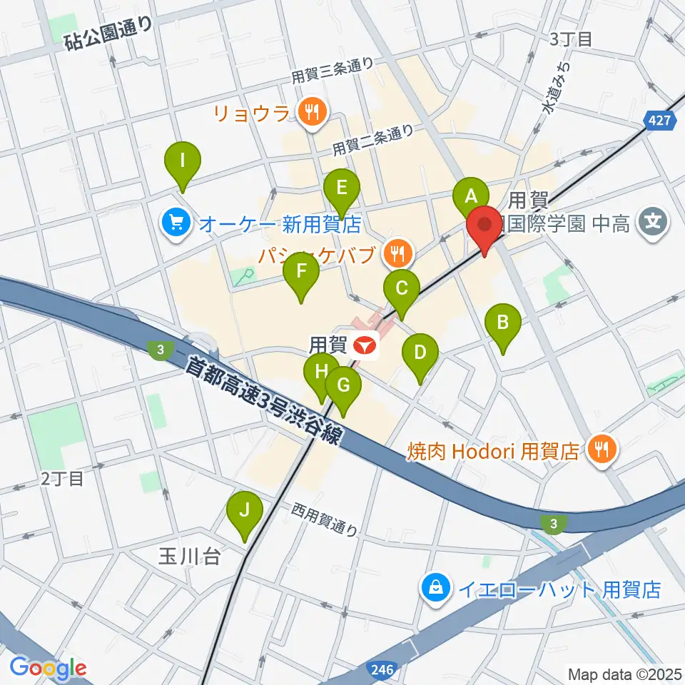 ママンベビー用賀教室周辺のコンビニエンスストア一覧地図