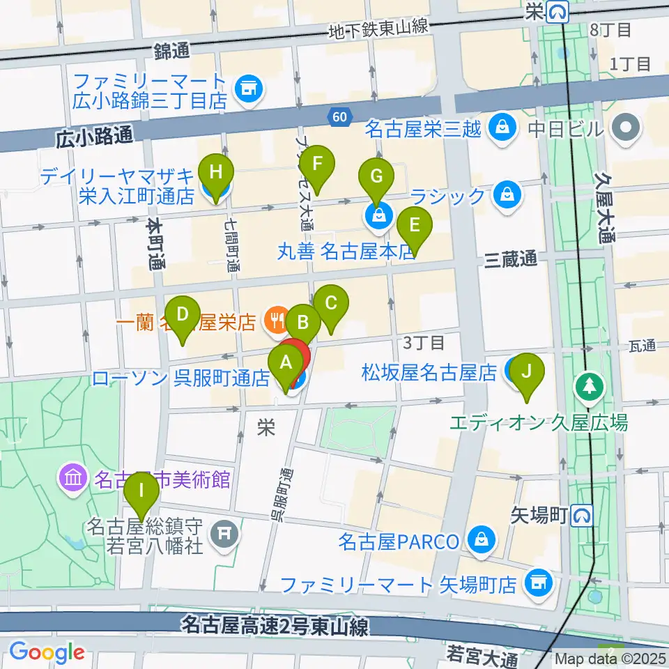 名古屋スクールオブミュージック&ダンス専門学校周辺のコンビニエンスストア一覧地図