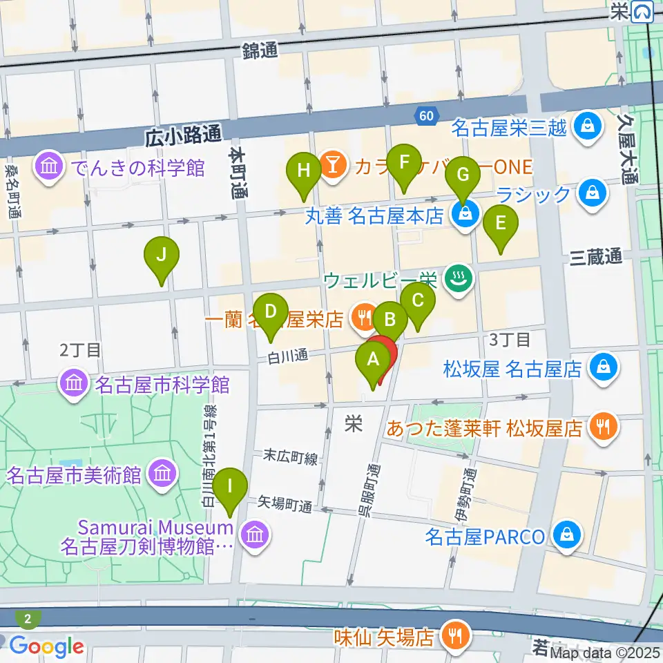名古屋スクールオブミュージック&ダンス専門学校周辺のコンビニエンスストア一覧地図