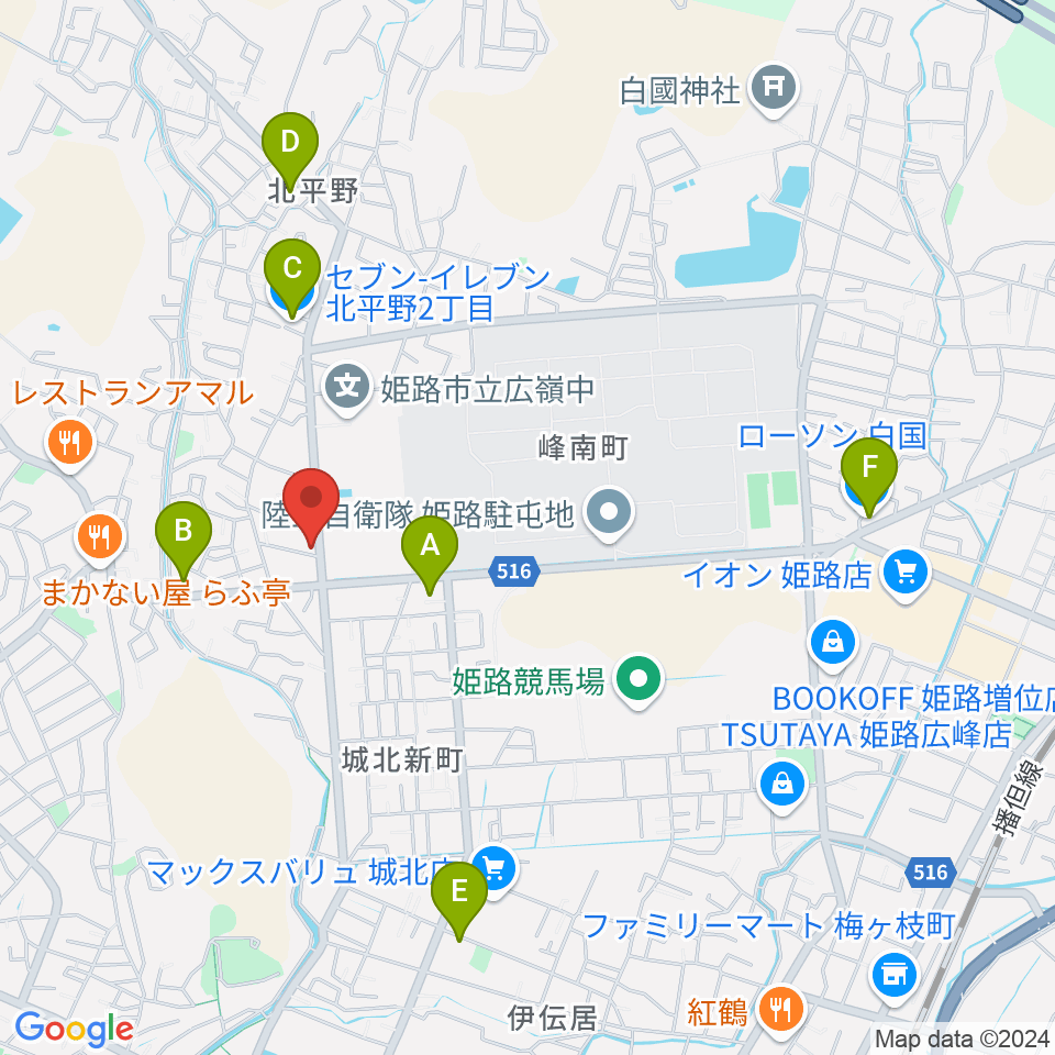 しらさぎ音楽学院周辺のコンビニエンスストア一覧地図