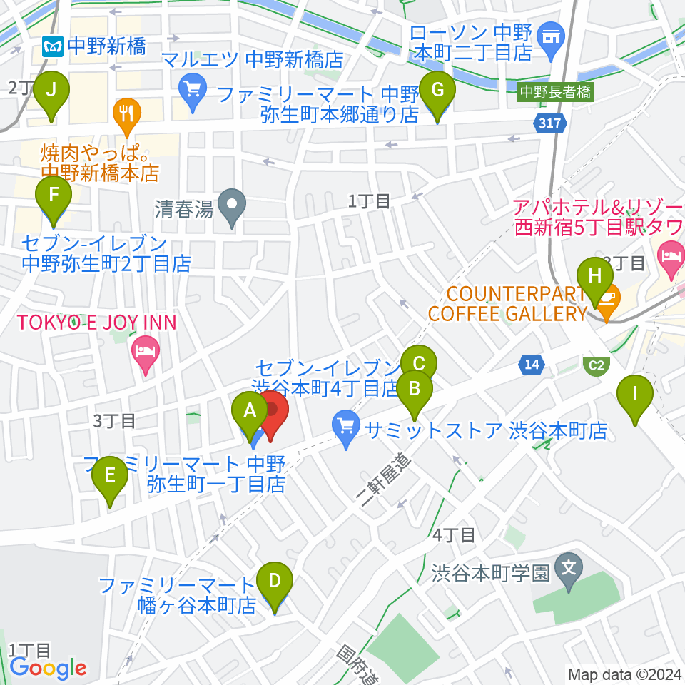 専門学校東京アナウンス学院周辺のコンビニエンスストア一覧地図