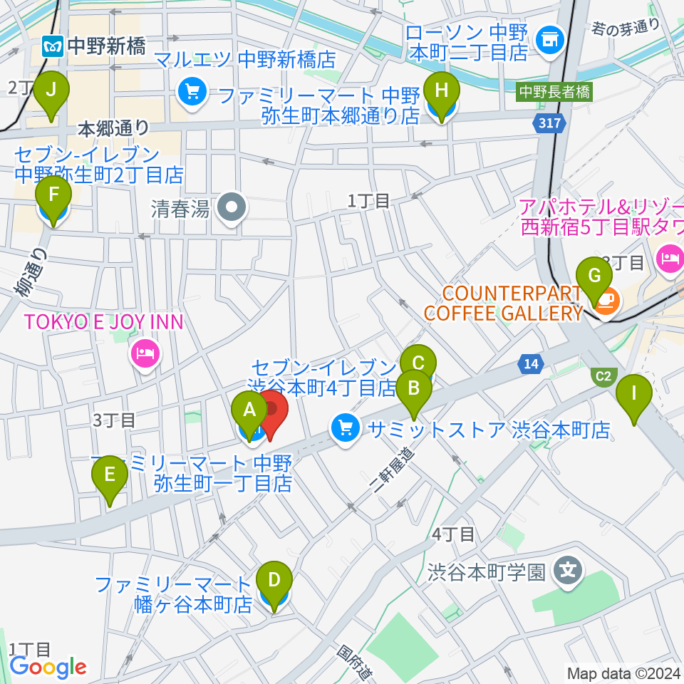 専門学校東京アナウンス学院周辺のコンビニエンスストア一覧地図