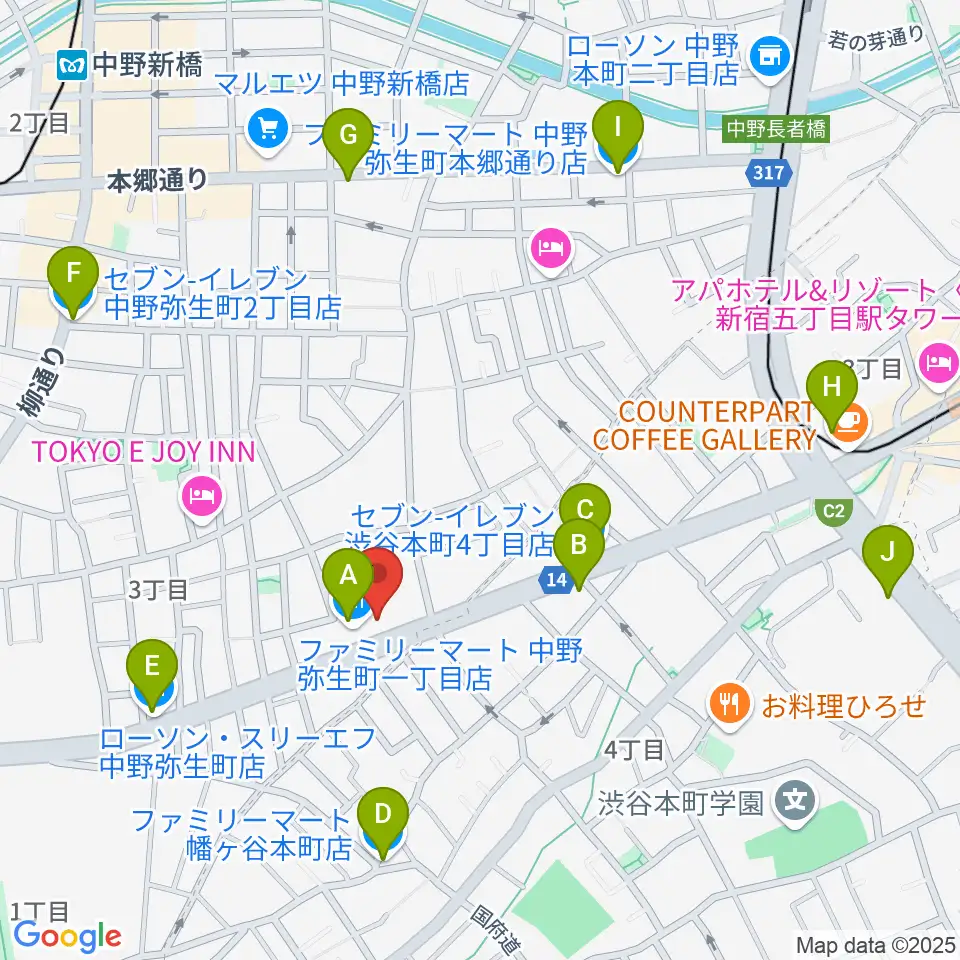 専門学校東京アナウンス学院周辺のコンビニエンスストア一覧地図