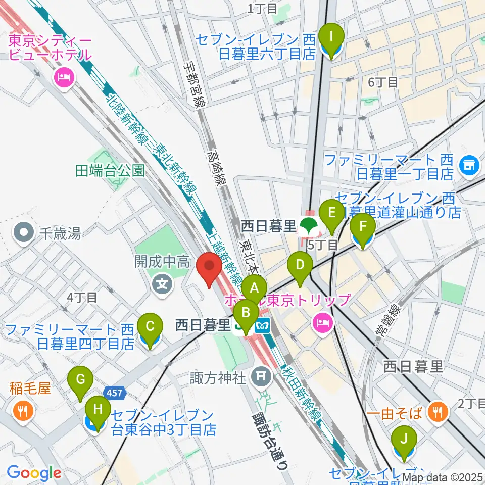 東京音楽学院 西日暮里駅前校周辺のコンビニエンスストア一覧地図